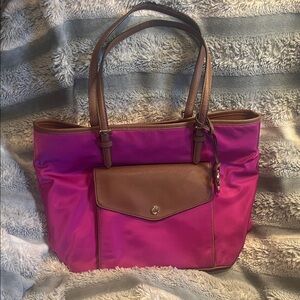 Michael Kors Pink and Tan Tote Bag